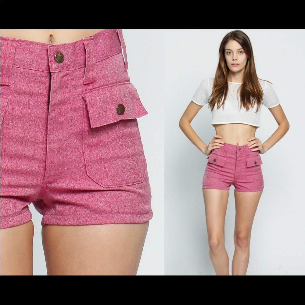 70s High Waist Shorts Dark Pink XS